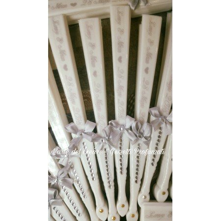 Ventaglio Matrimonio Grigio Elegante con Fiocco Personalizzato – Stile Minimal e Chic