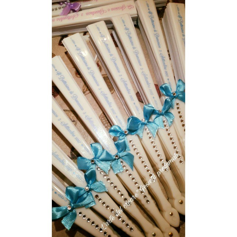 Ventaglio Matrimonio Azzurro Acceso Personalizzato – Freschezza e Stile per le Tue Nozze