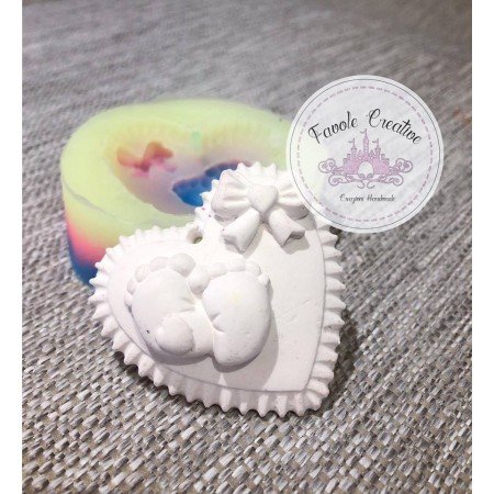 Stampo silicone CUORE PIEDINI CON FIOCCO