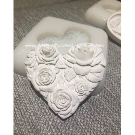 Stampo silicone CUORE CON ROSELLINE