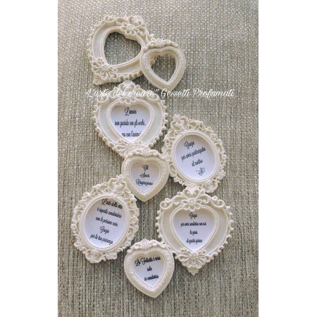 Gessetti Profumati CORNICE CUORE Segnaposto Matrimonio CERAMICA