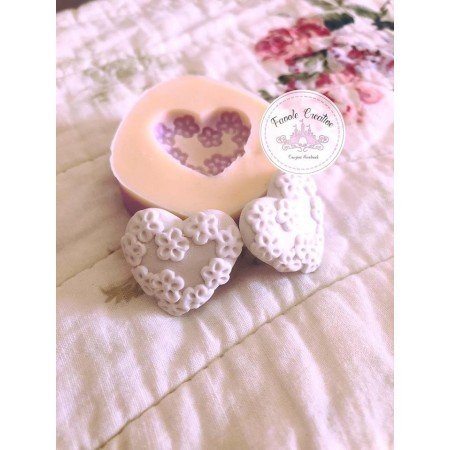 Stampo silicone CUORE CON FIORI