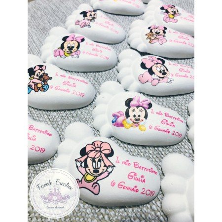 Piedino Profumato Minnie Orizzontale con Grafiche Miste | Bomboniera Artigianale per Battesimo, Nascita