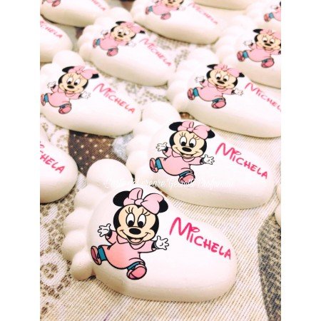 Piedino Profumato Minnie Baby Rosa Orizzontale | Bomboniera Disney Personalizzata per Battesimo, Nascita