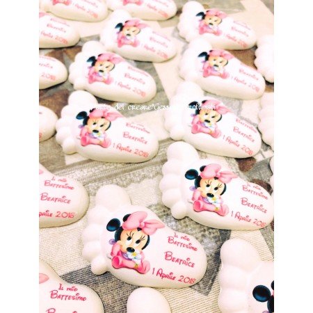 Piedino Profumato Minnie con Fiore | Bomboniera Artigianale Personalizzata per Battesimo, Nascita, Compleanno