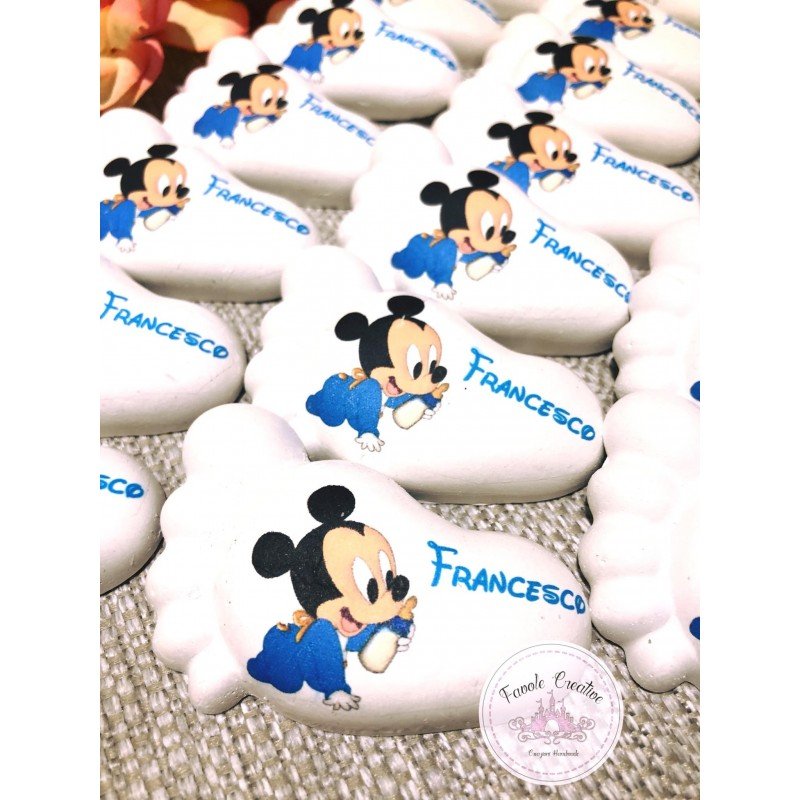 Piedino Profumato Topolino con Biberon | Bomboniera Artigianale per Nascita, Battesimo, Compleanno