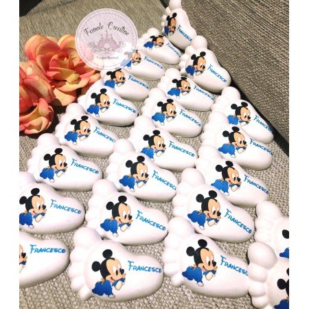 Piedino Profumato Topolino con Biberon | Bomboniera Artigianale per Nascita, Battesimo, Compleanno