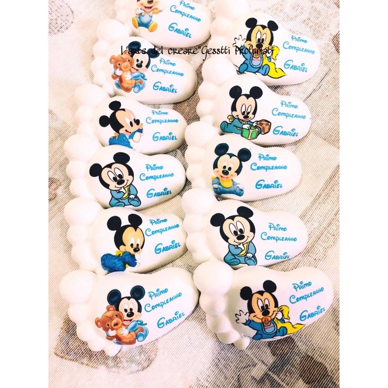 Piedino Profumato Topolino Baby Orizzontale | Bomboniera Personalizzata per Battesimo, Nascita, Compleanno