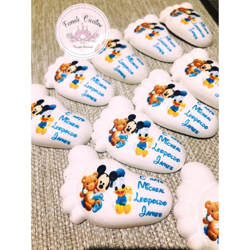 Piedino Profumato Topolino e Paperino | Bomboniera Disney Personalizzata per Battesimo e Nascita