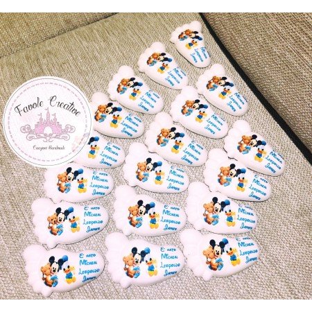Piedino Profumato Topolino e Paperino | Bomboniera Disney Personalizzata per Battesimo e Nascita