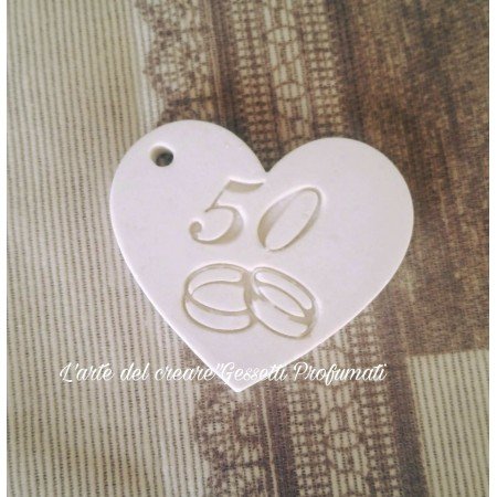 Gessetti profumati CUORE 50 NOZZE D'ORO CON FEDI