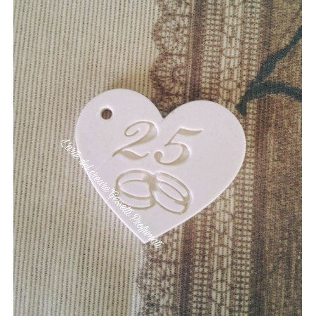 Gessetti profumati CUORE 25 NOZZE D'ARGENTO CON FEDI