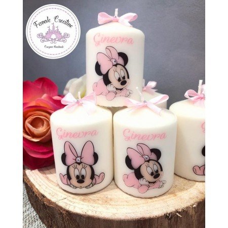 Candela Personalizzata Minnie con Nome | Bomboniera Artigianale per Nascita, Battesimo, Compleanno