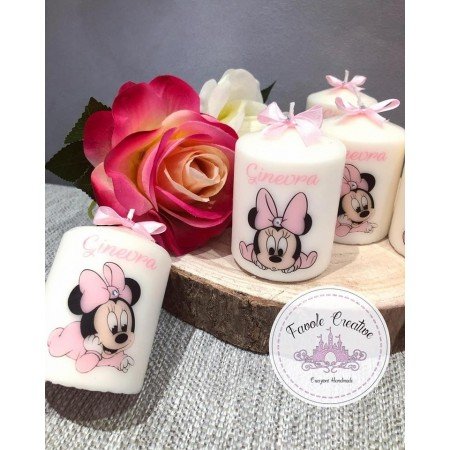 Candela Personalizzata Minnie con Nome | Bomboniera Artigianale per Nascita, Battesimo, Compleanno