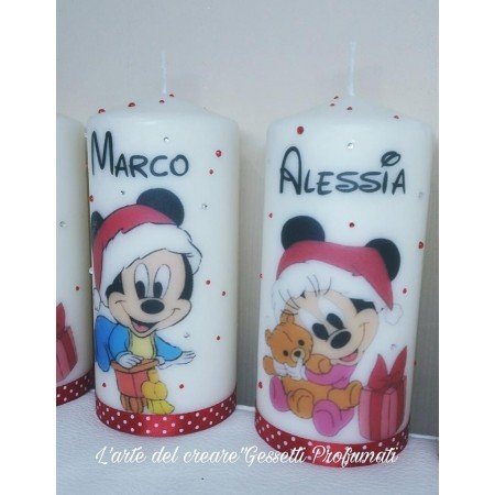 Candela Personalizzata NATALE MINNIE E TOPOLINO