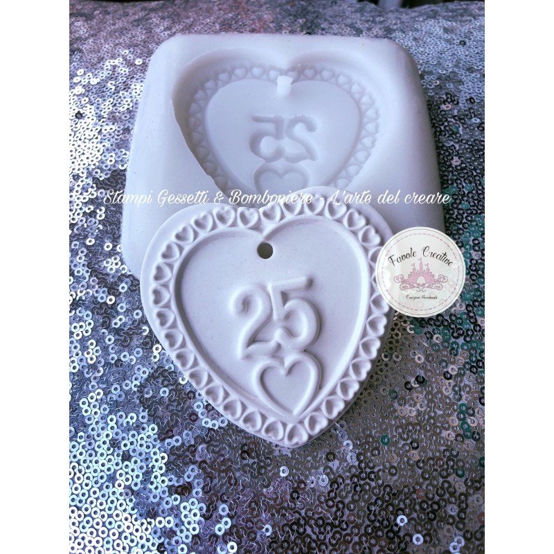 Stampo silicone CUORE GRANDE 25 ANNIVERSARIO Stampo silicone CUORE GRANDE 25 ANNIVERSARIO