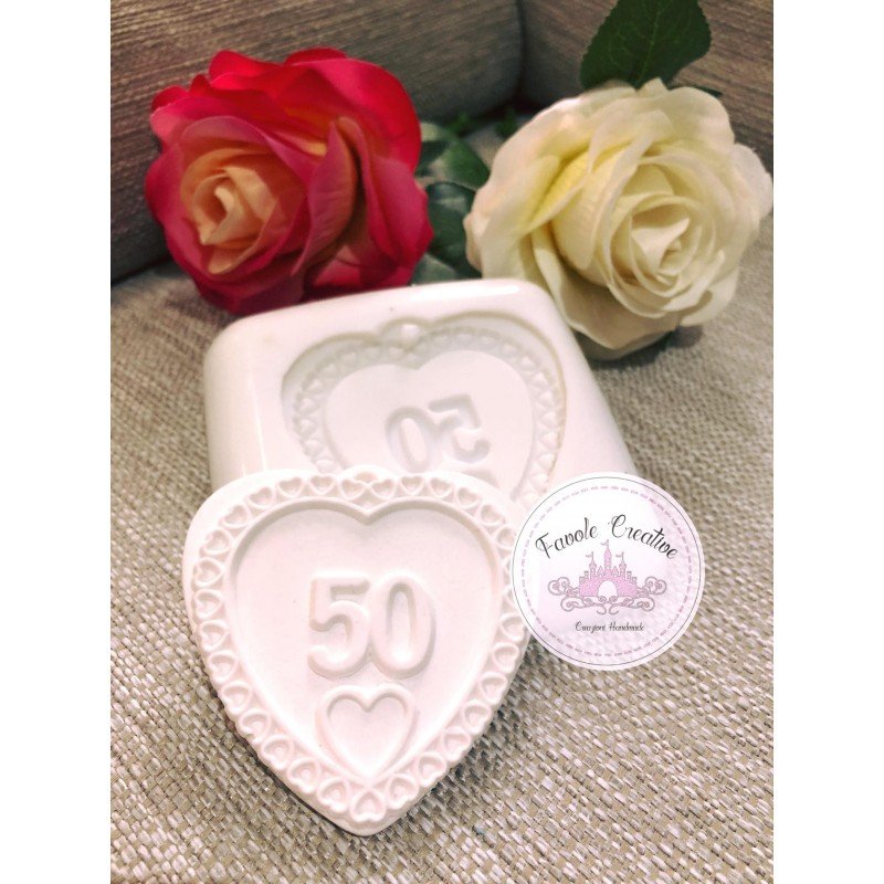 Stampo silicone CUORE GRANDE 50 ANNIVERSARIO Stampo silicone CUORE GRANDE 50 ANNIVERSARIO