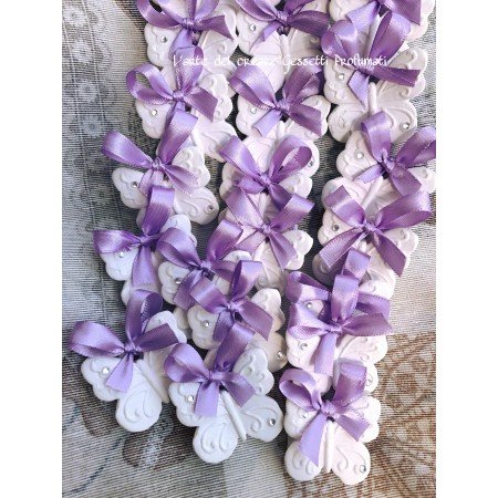 Gessetto profumato FARFALLA CON STRASS E FIOCCO