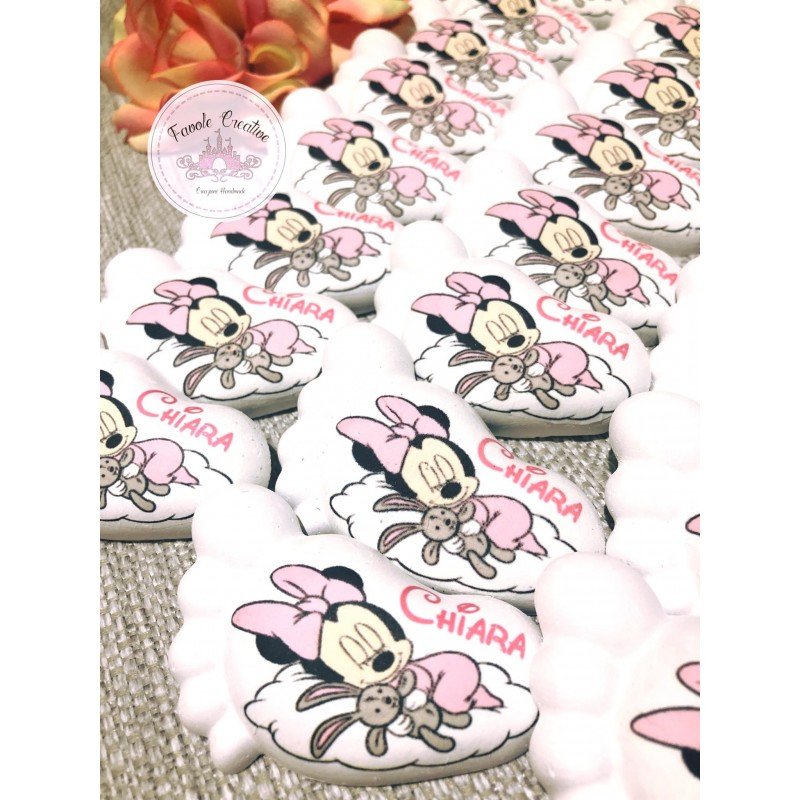 Piedino Profumato Minnie con Nuvola | Bomboniera con Nome Personalizzato per Nascita, Battesimo