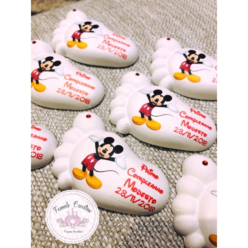 Piedino Profumato Topolino Rosso con Brillantino | Bomboniera Personalizzata per Battesimo, Nascita, Compleanno