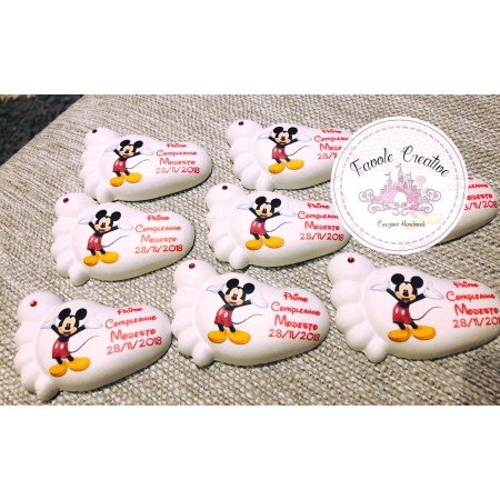 Piedino Profumato Topolino Rosso con Brillantino | Bomboniera Personalizzata per Battesimo, Nascita, Compleanno