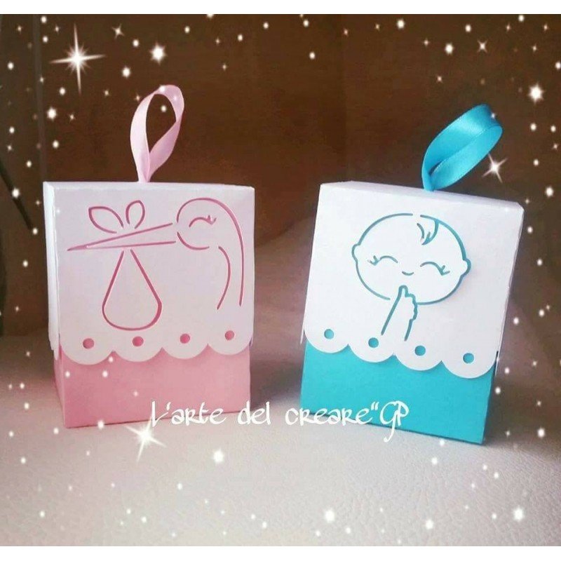 Scatola bomboniera sacchetto porta-confetti CICOGNA-BIMBO Battesimo Nascita Scatola bomboniera sacchetto porta-confetti CICOGNA-BIMBO Battesimo Nascita