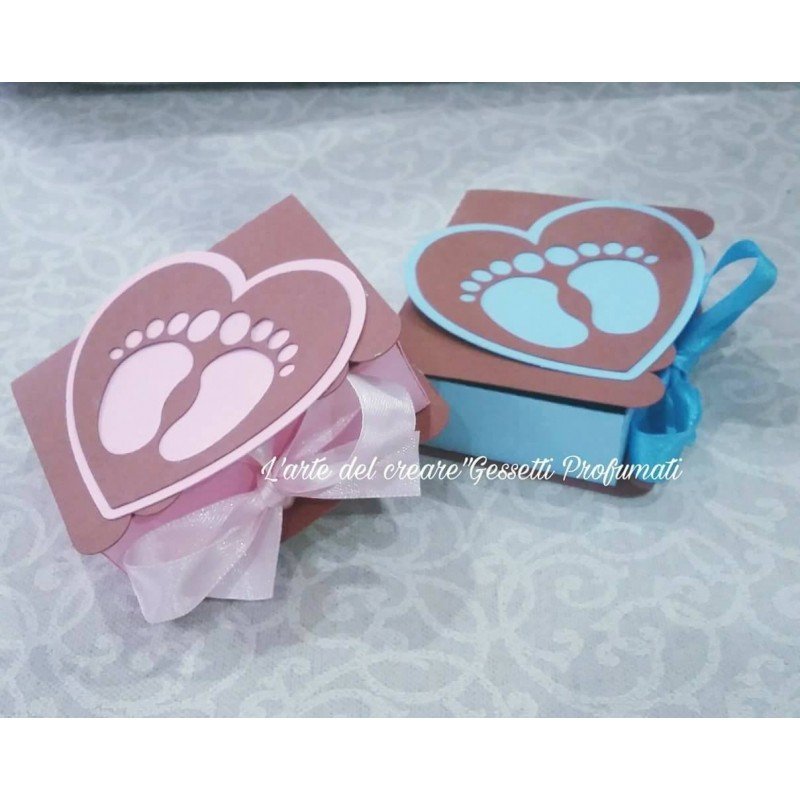 Scatola bomboniera sacchetto porta-confetti LIBRO CON PIEDINI Battesimo Nascita Scatola bomboniera sacchetto porta-confetti LIBRO CON PIEDINI Battesimo Nascita