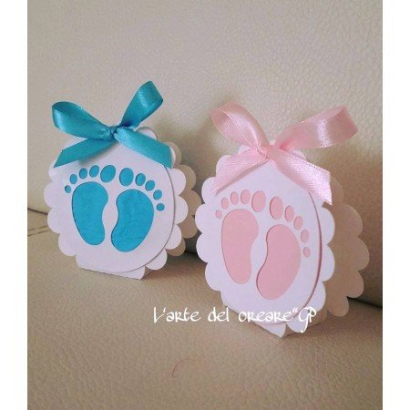 Scatola bomboniera sacchetto porta-confetti PIEDINO Battesimo Nascita