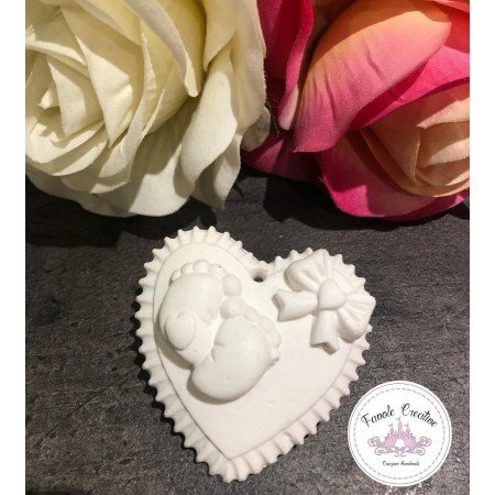Gessetto Profumato CUORE CON PIEDINI e fiocco evento