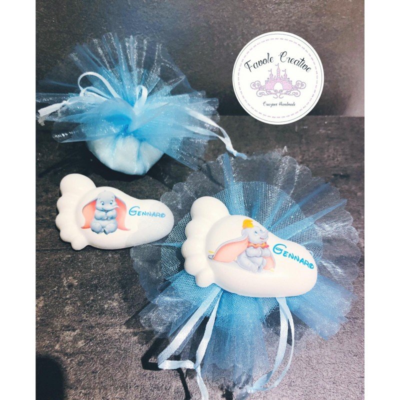 Sacchetto PIEDINI PERSONALIZZATI nascita e Battesimo DUMBO Sacchetto PIEDINI PERSONALIZZATI nascita e Battesimo DUMBO