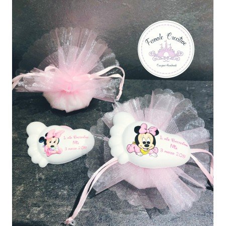 Sacchetto tulle PIEDINI PERSONALIZZATI nascita battesimo