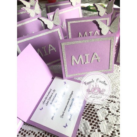 Invito Farfalla con Cornice e Nome Esterno – Partecipazione Elegante Personalizzata