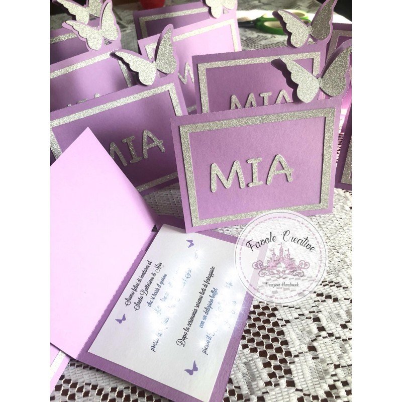 Invito Farfalla con Cornice e Nome Esterno – Partecipazione Elegante Personalizzata Invito Farfalla con Cornice e Nome Esterno – Partecipazione Elegante Personalizzata