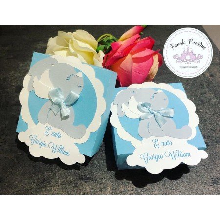 Scatola portaconfetti CONIGLIO CON NOME Battesimo Nascita