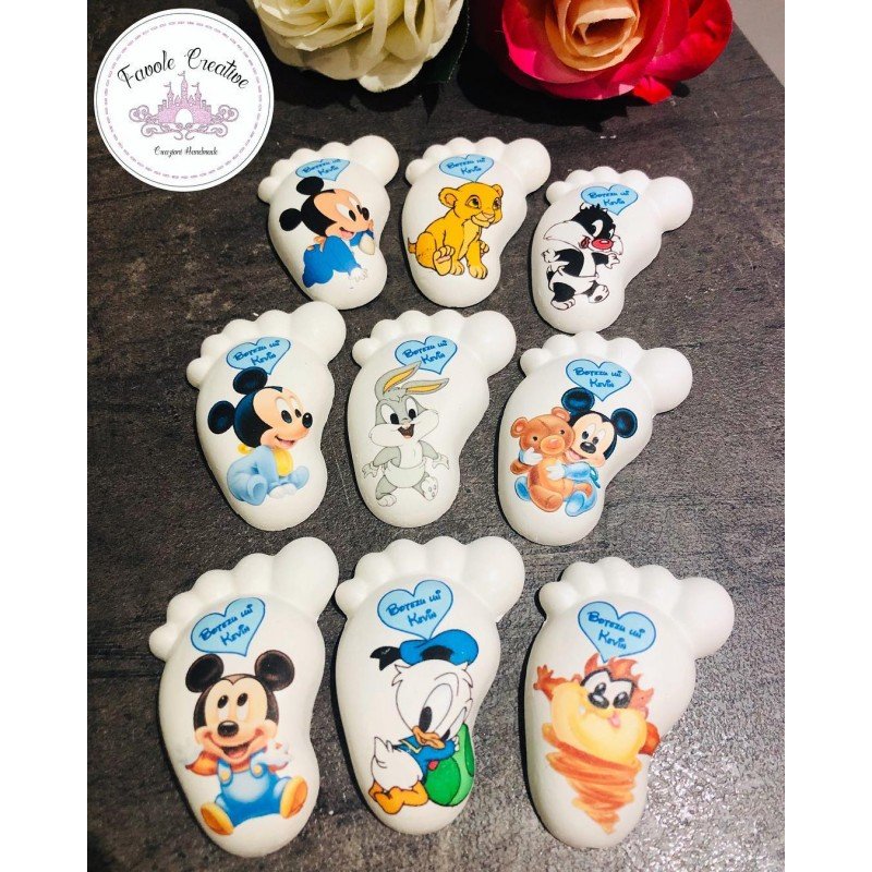 Piedino Profumato Disney Misti con Cuoricino | Bomboniera Verticale Personalizzata per Battesimo, Nascita, Compleanno