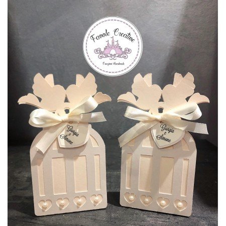 Scatola portaconfetti GABBIA UCCELLINI SPOSI MATRIMONIO