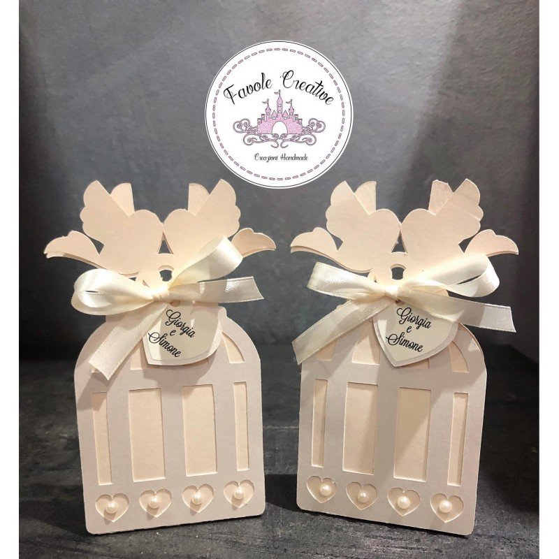 Scatola portaconfetti GABBIA UCCELLINI SPOSI MATRIMONIO