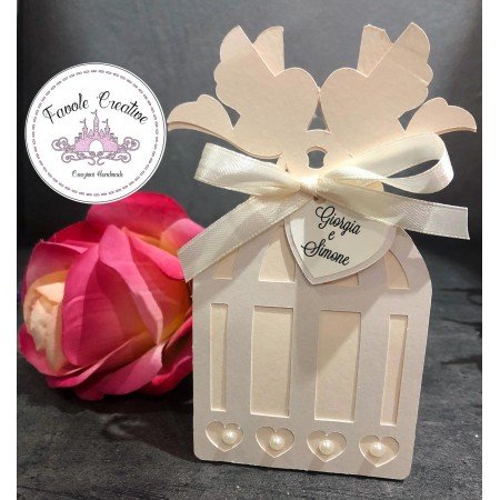 Scatola portaconfetti GABBIA UCCELLINI SPOSI MATRIMONIO