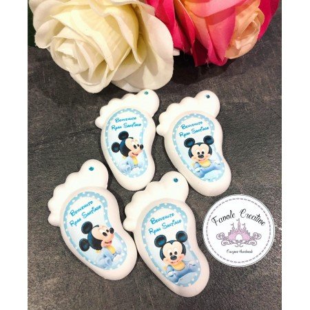 Piedino Profumato Topolino Baby Verticale Misto | Bomboniera Disney Artigianale per Nascita, Battesimo