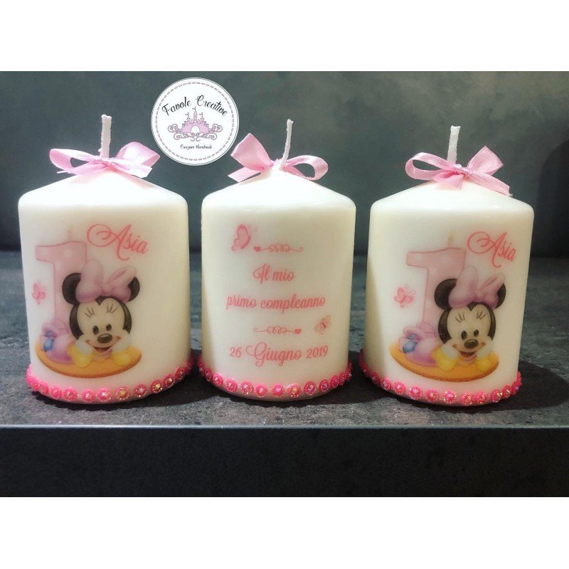 Candela Primo Compleanno Minnie con Numero 1 | Personalizzata con Nome e Frase Candela Primo Compleanno Minnie con Numero 1 | Personalizzata con Nome e Frase