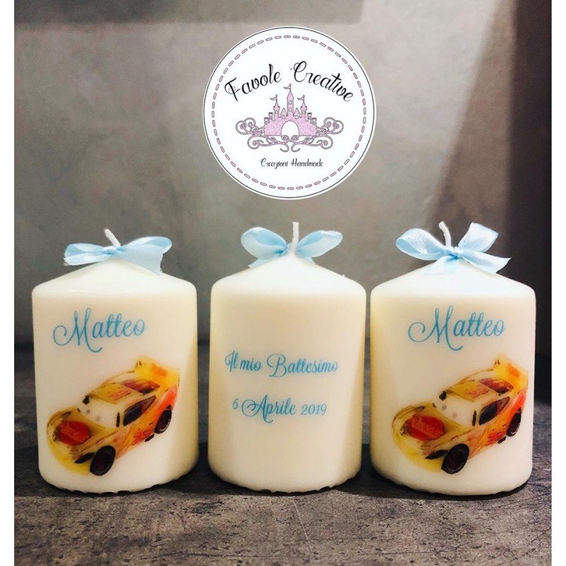 Candela Personalizzata Cars Battesimo con Nome e Data | Bomboniera Artigianale Maschietto Candela Personalizzata Cars Battesimo con Nome e Data | Bomboniera Artigianale Maschietto