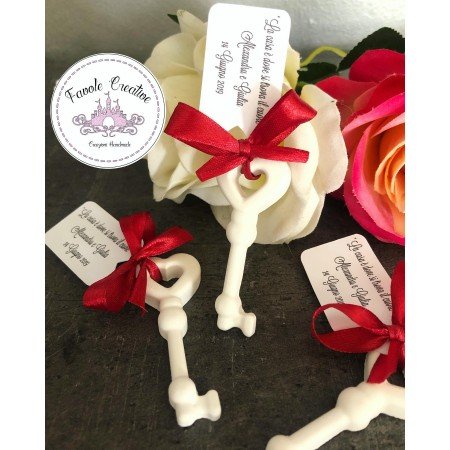 Gessetto profumato CHIAVE CUORE con fiocco e bigliettino personalizzato