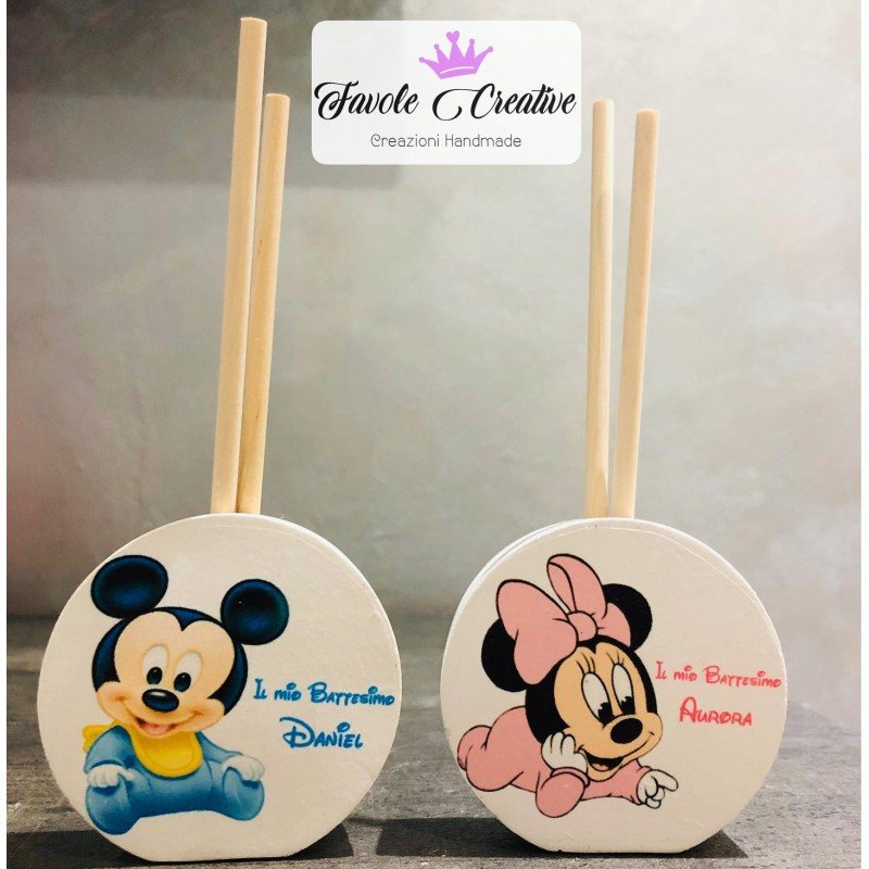 Profumatore Baby Minnie e Topolino Personalizzato 6,5 cm| Bomboniera Battesimo, Nascita, Compleanno Profumatore Baby Minnie e Topolino Personalizzato 6,5 cm| Bomboniera Battesimo, Nascita, Compleanno