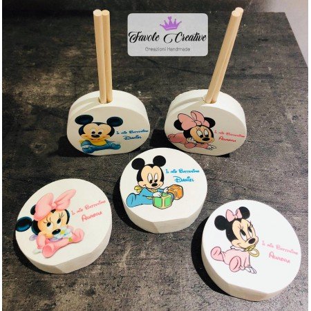 Profumatore Baby Minnie e Topolino Personalizzato 6,5 cm| Bomboniera Battesimo, Nascita, Compleanno